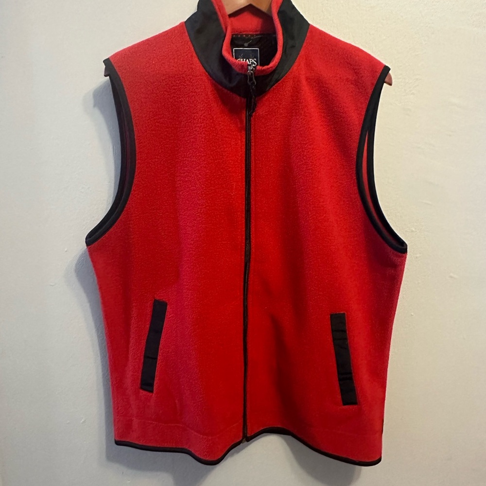 Chaps Red and Black Fleece Vest
